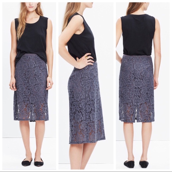 Madewell Dresses & Skirts - Madewell Gray Lace Pencil Skirt Size 2